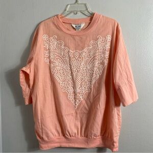 Blair Orange Boxy T-Shirt with Embellished Design
